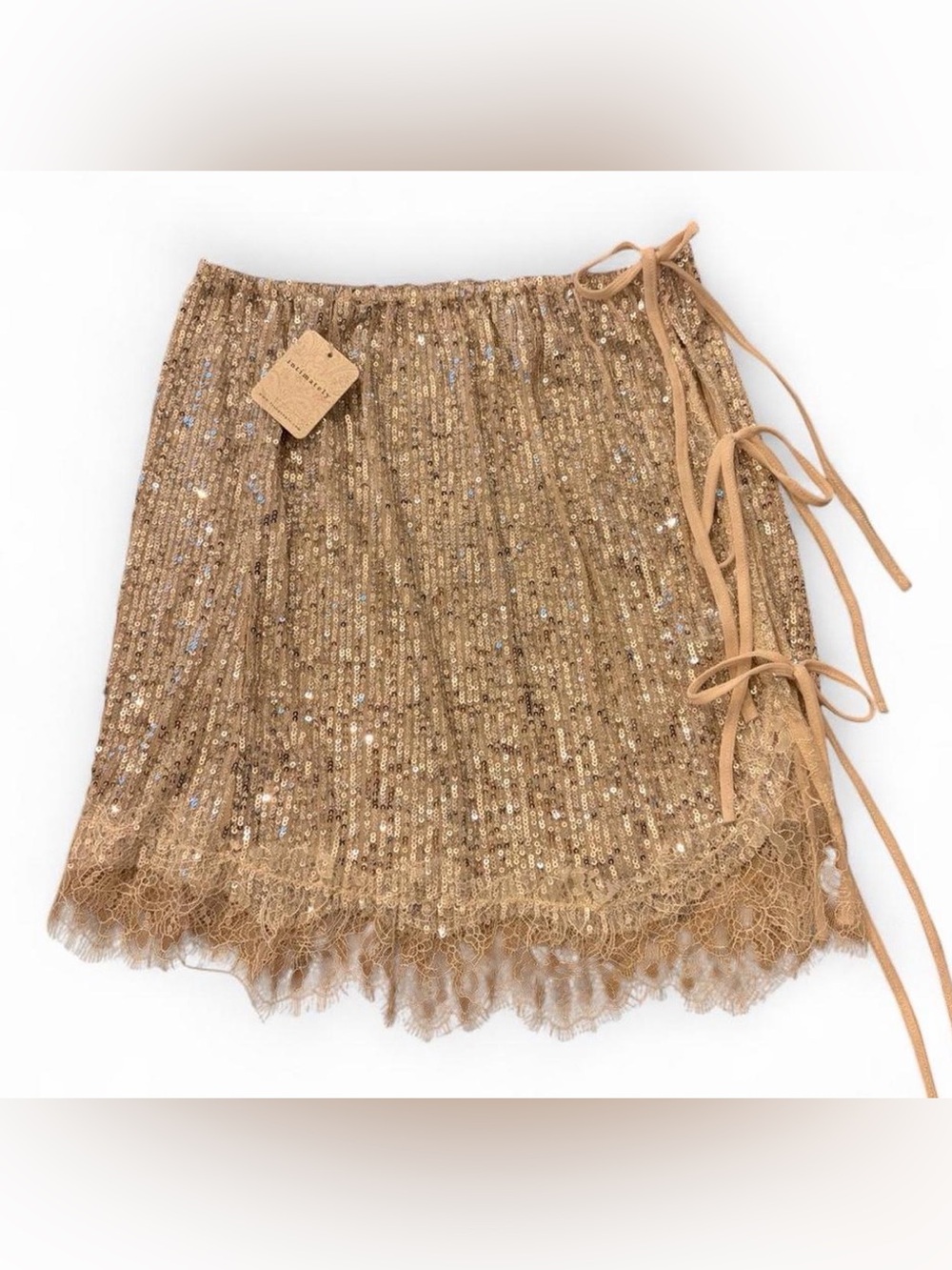 XS Free People NWT women’s mini skirt sequins lace festival party